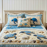 3-Piece Quilted Bedding Set | Ocean Waves