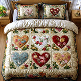 3-Piece Quilted Bedding Set | Love Hearts