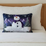 Quilted Pillowcase | Purple Snowman