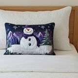 Quilted Pillowcase | Purple Snowman