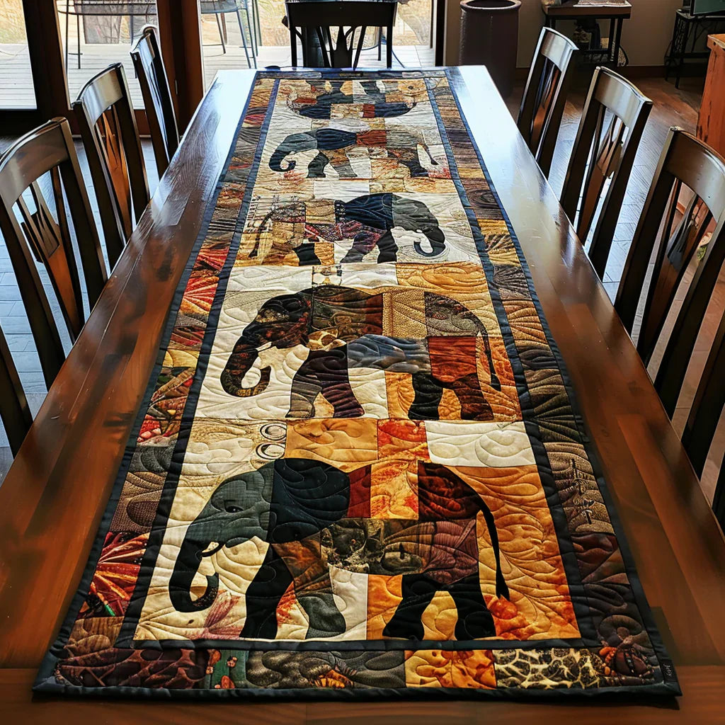 Quilted Table Runner | Regal Elephant Journey