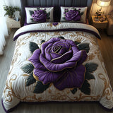 3-Piece Quilted Bedding Set | Purple Rose