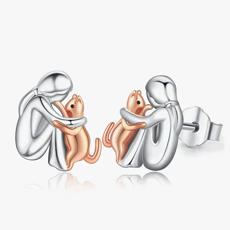 Cat Embrace Earrings, view 2