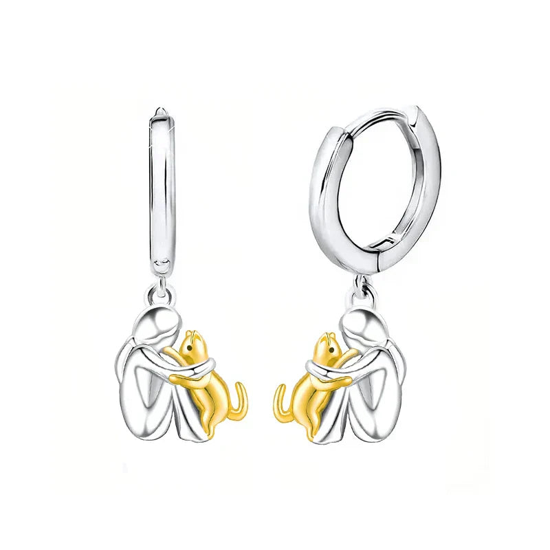 Cat Embrace Hoop Earrings, view 4