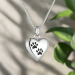 Paw Heart Memorial Necklace with Stainless Steel Urn Pendant, view 2