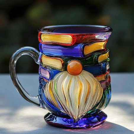 Handcrafted 3D Gnomes and Books Mug