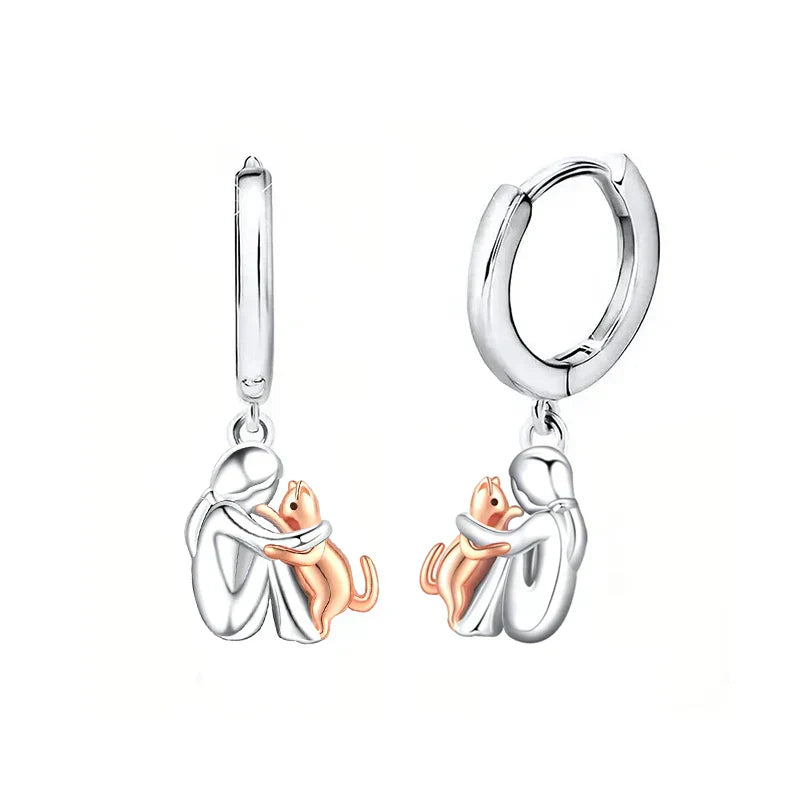 Cat Embrace Hoop Earrings, view 3