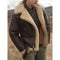 Sherpa-Lined Faux Leather Aviator Winter Jacket