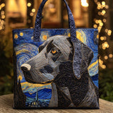 Handcrafted Quilted Tote Bag - Labrador Under the Stars