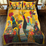 3-Piece Quilted Bedding Set | Roosters at Dawn