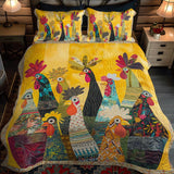 3-Piece Quilted Bedding Set | Roosters at Dawn