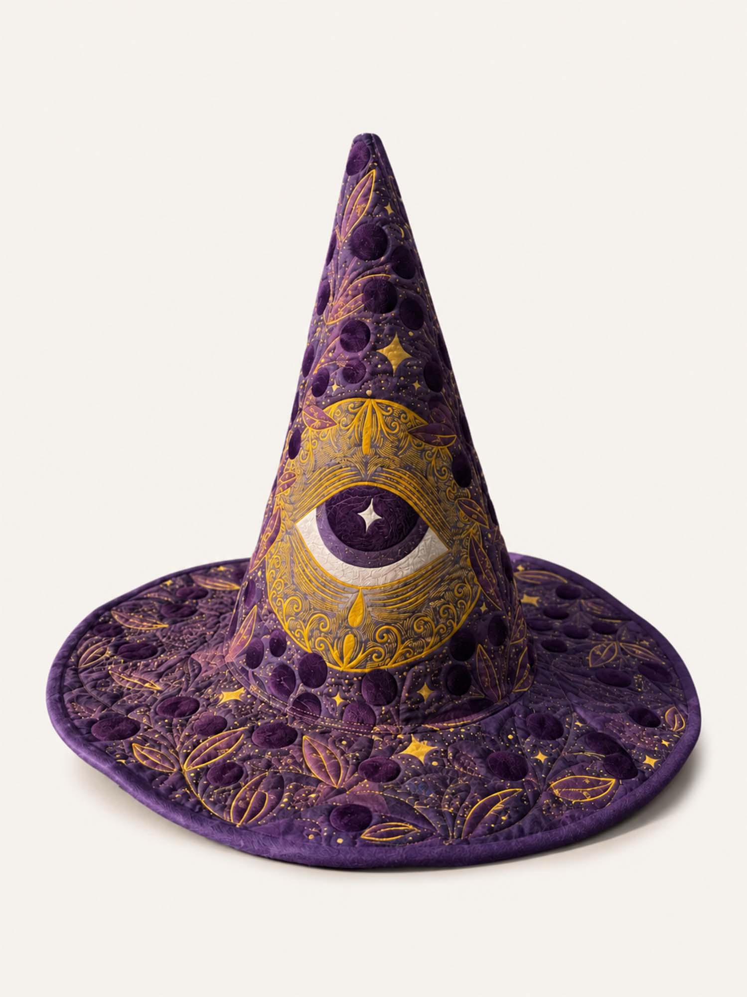 Quilted Witch Hat – Mystical Moon Eye under the Stars – product image 1