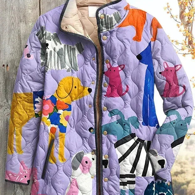 Quilted Jacket with Dogs in Lilac – product image 2