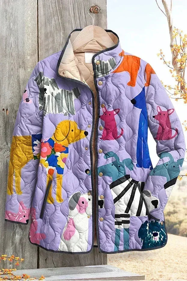 Quilted Jacket with Dogs in Lilac – product image 2