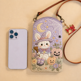 Slim Quilted Phone Crossbody Bag – Pastel Witch Bunny – product image 1