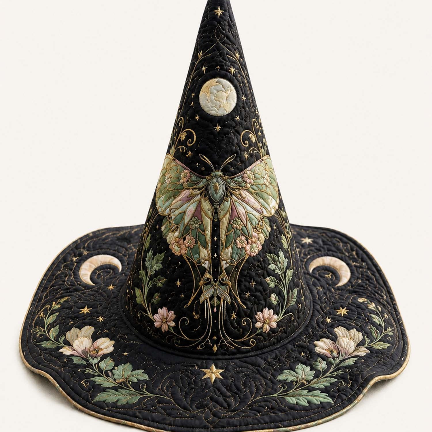 Quilted Witch Hat – Moth Fairy in Victorian Style – product image 1