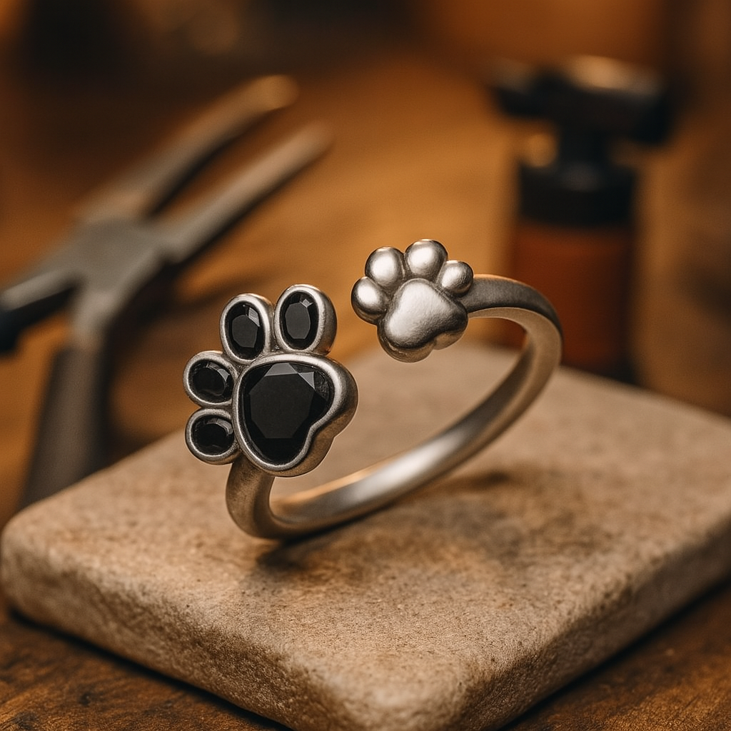 Adjustable Paw Print Ring, view 2