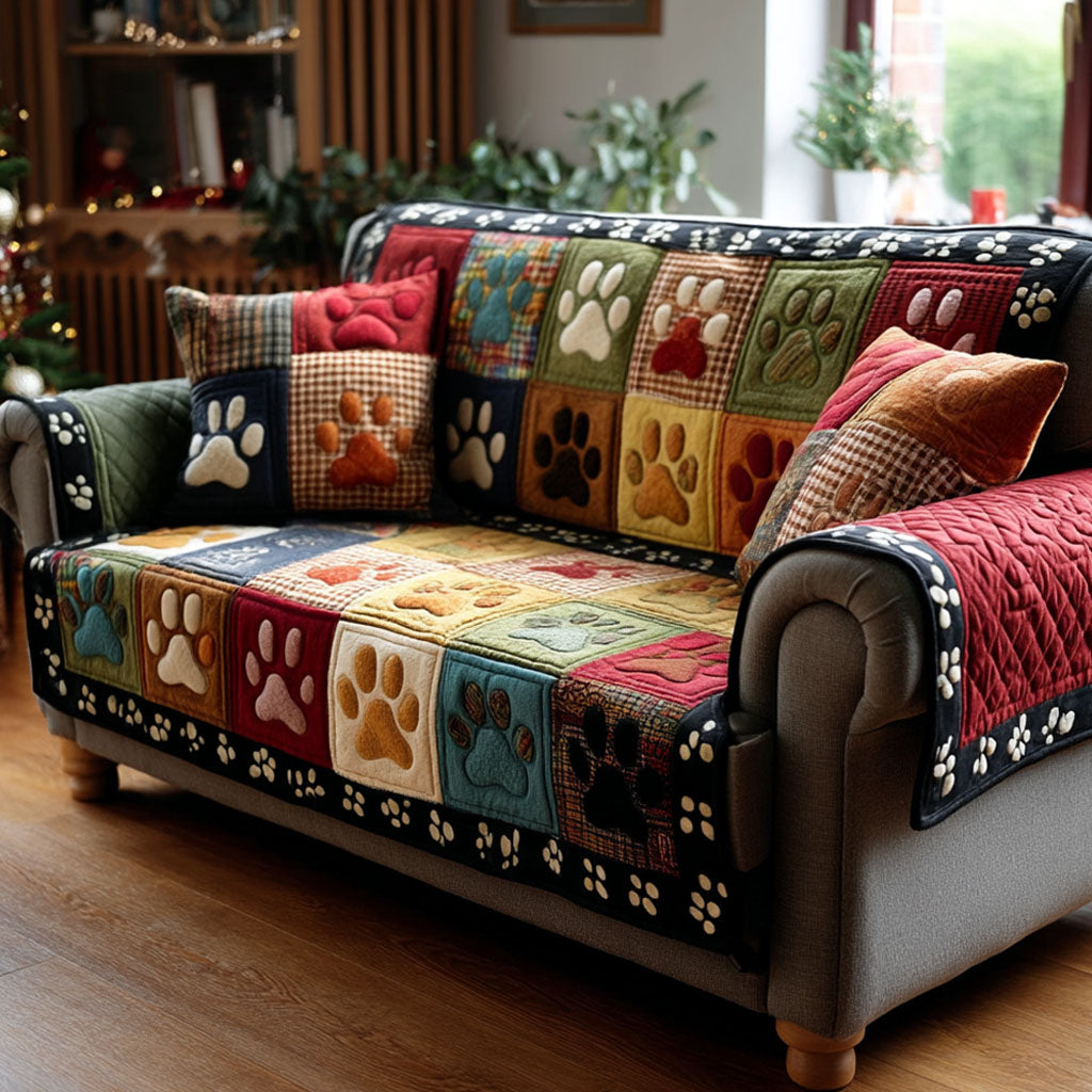 Quilted Sofa Cover | Playful Paws