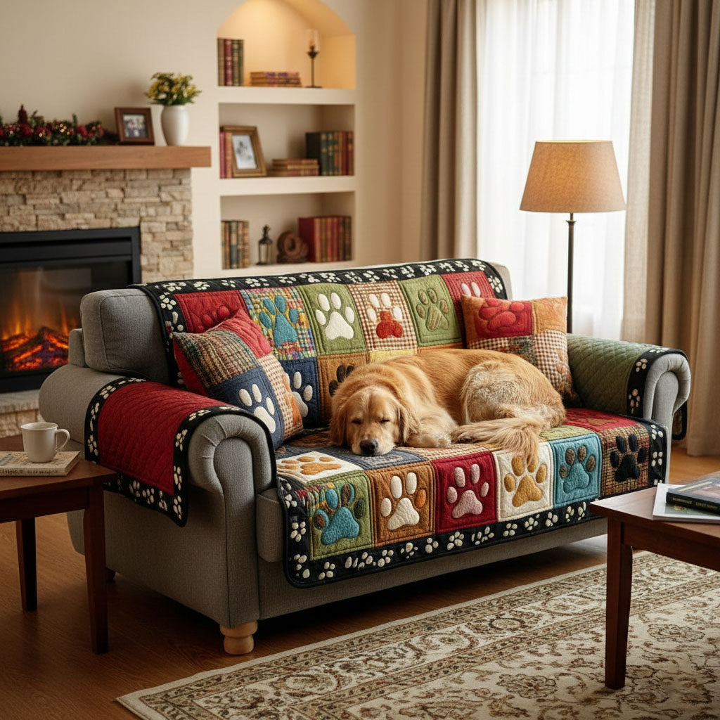 Quilted Sofa Cover | Playful Paws, view 2