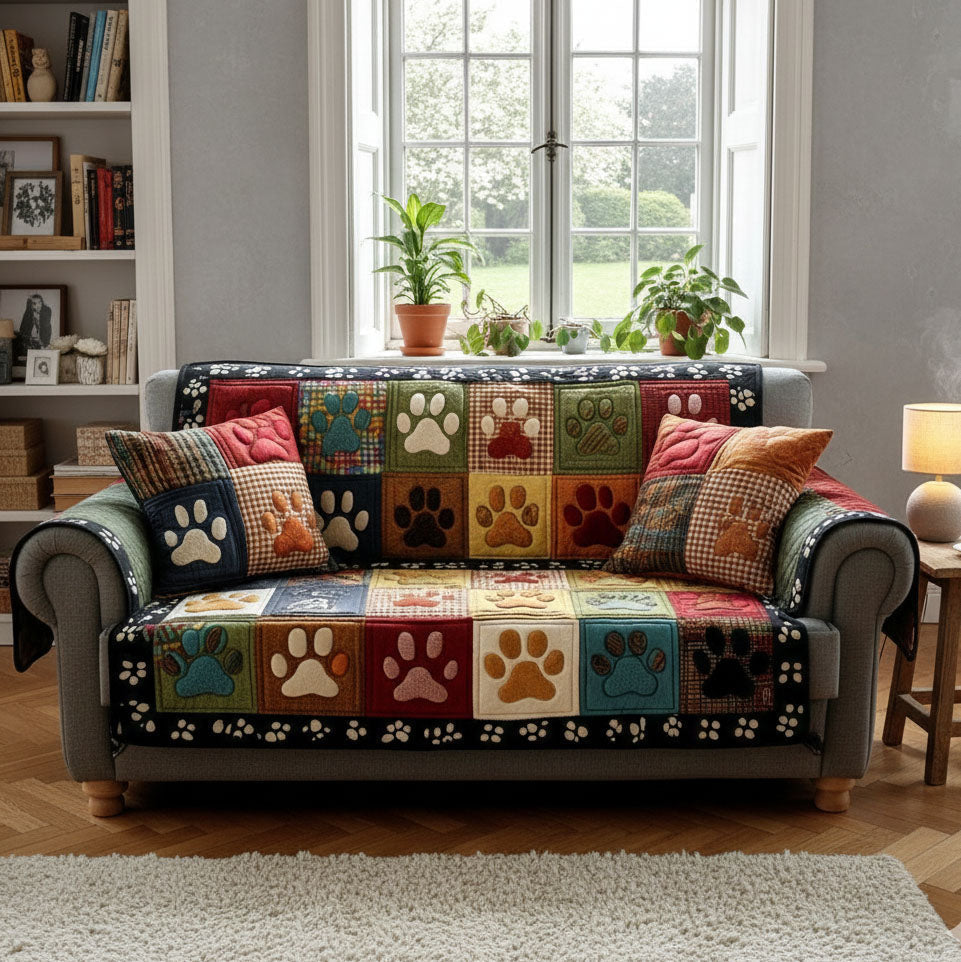 Quilted Sofa Cover | Playful Paws, view 3