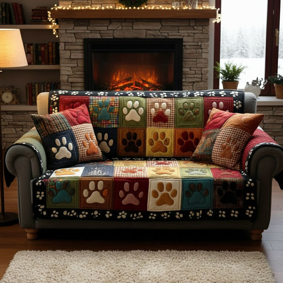 Quilted Sofa Cover | Playful Paws, view 4