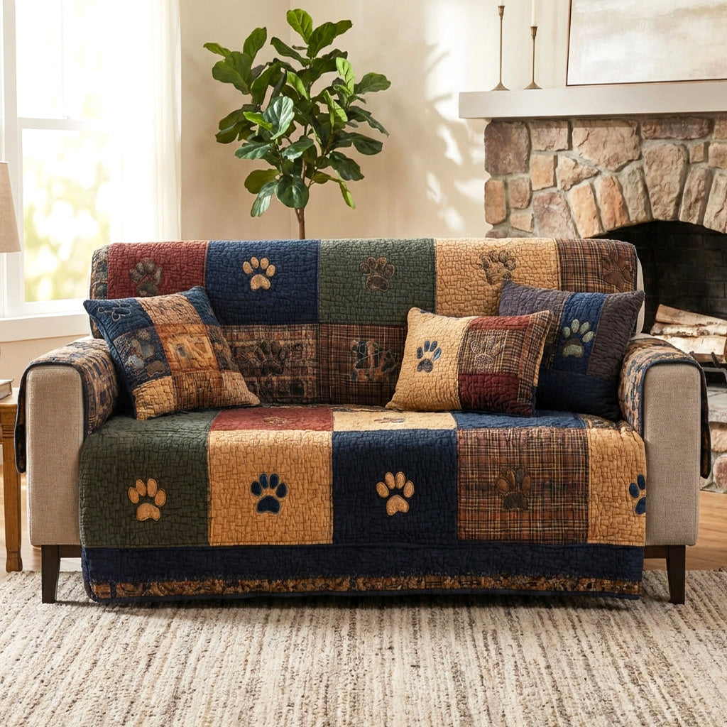Quilted Sofa Cover | Rustic Pattern NCU0TV874, view 3