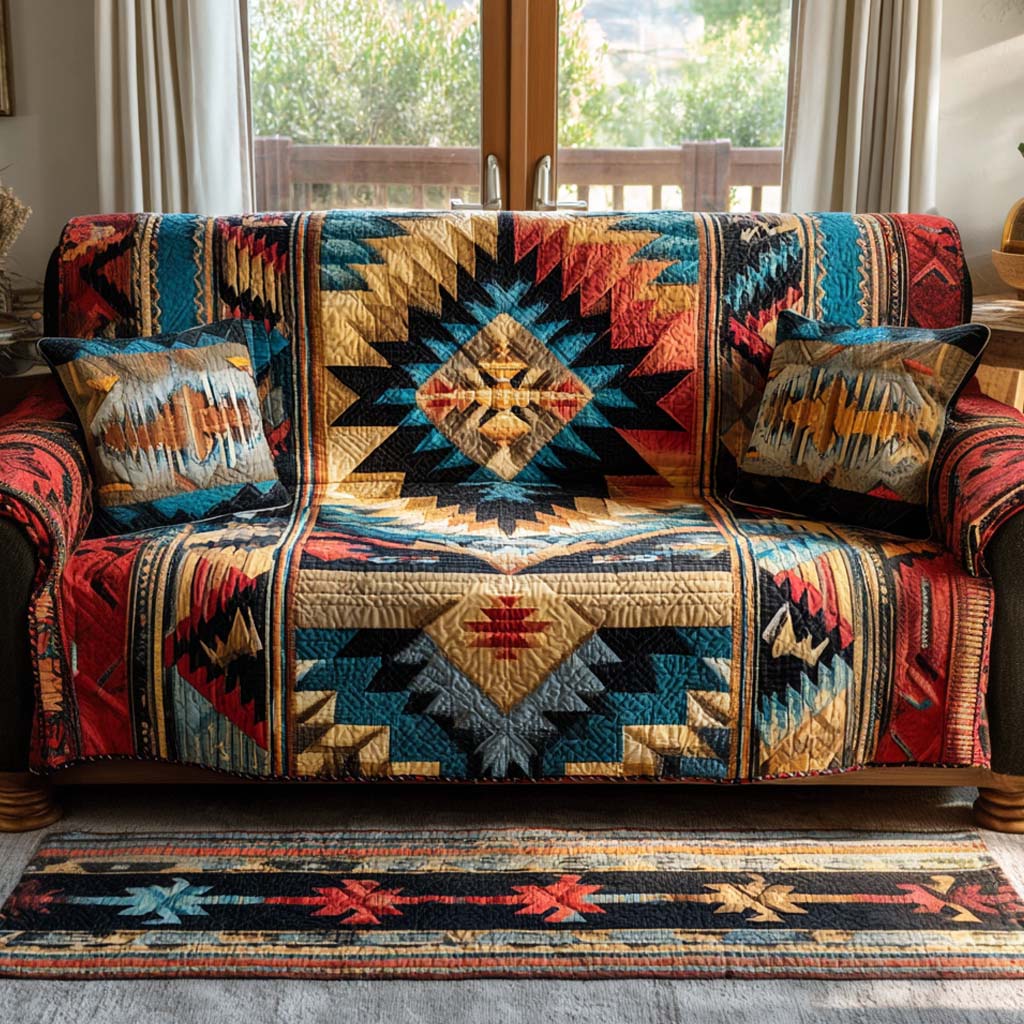 Quilted Sofa Cover | Southwestern Pattern