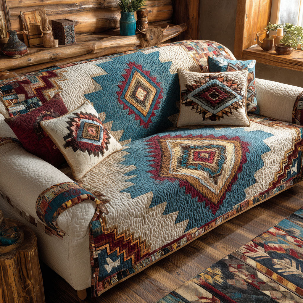 Quilted Sofa Cover | Tribal Pattern