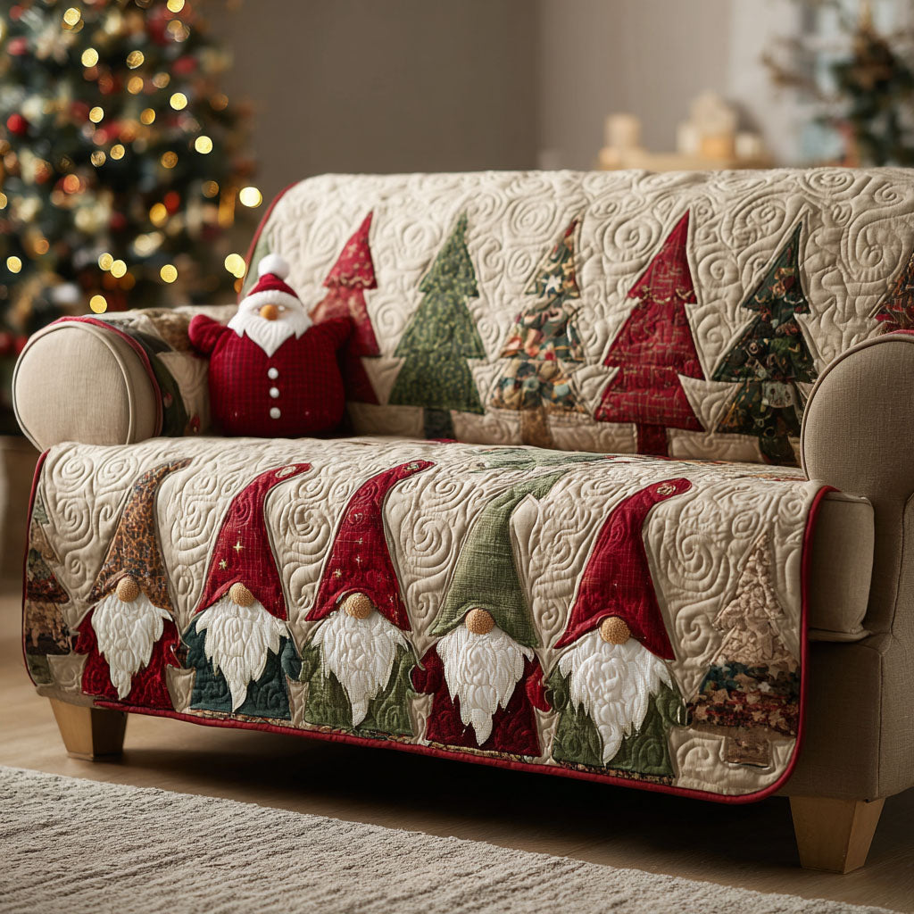 Quilted Sofa Cover | Crimson