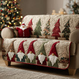 Quilted Sofa Cover | Crimson