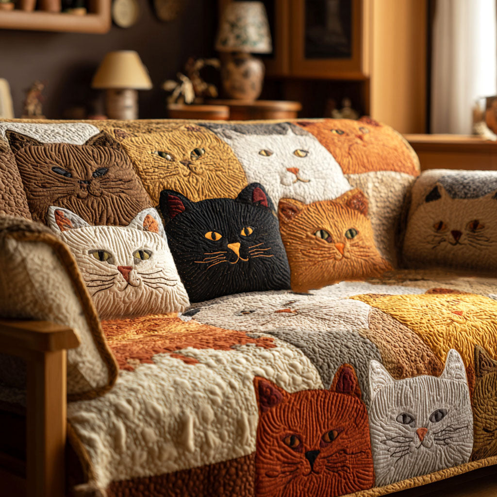 Quilted Sofa Cover | Golden Pattern