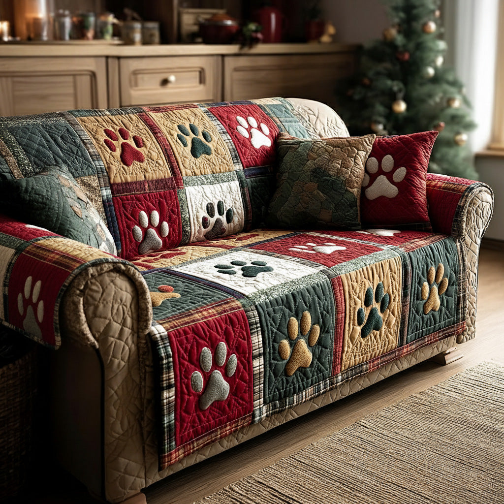 Quilted Sofa Cover | Paw Print Collection, view 10