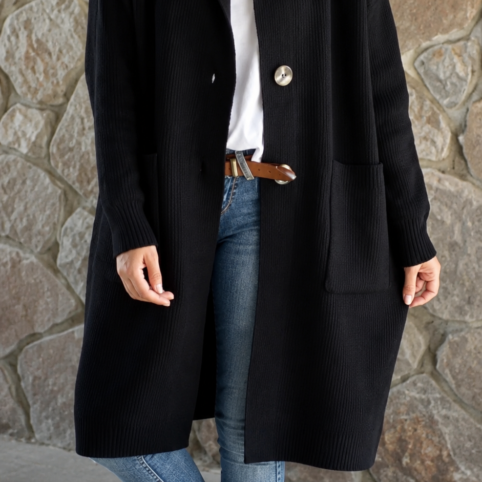 Long Knitted Cardigan with Hood – product image 2