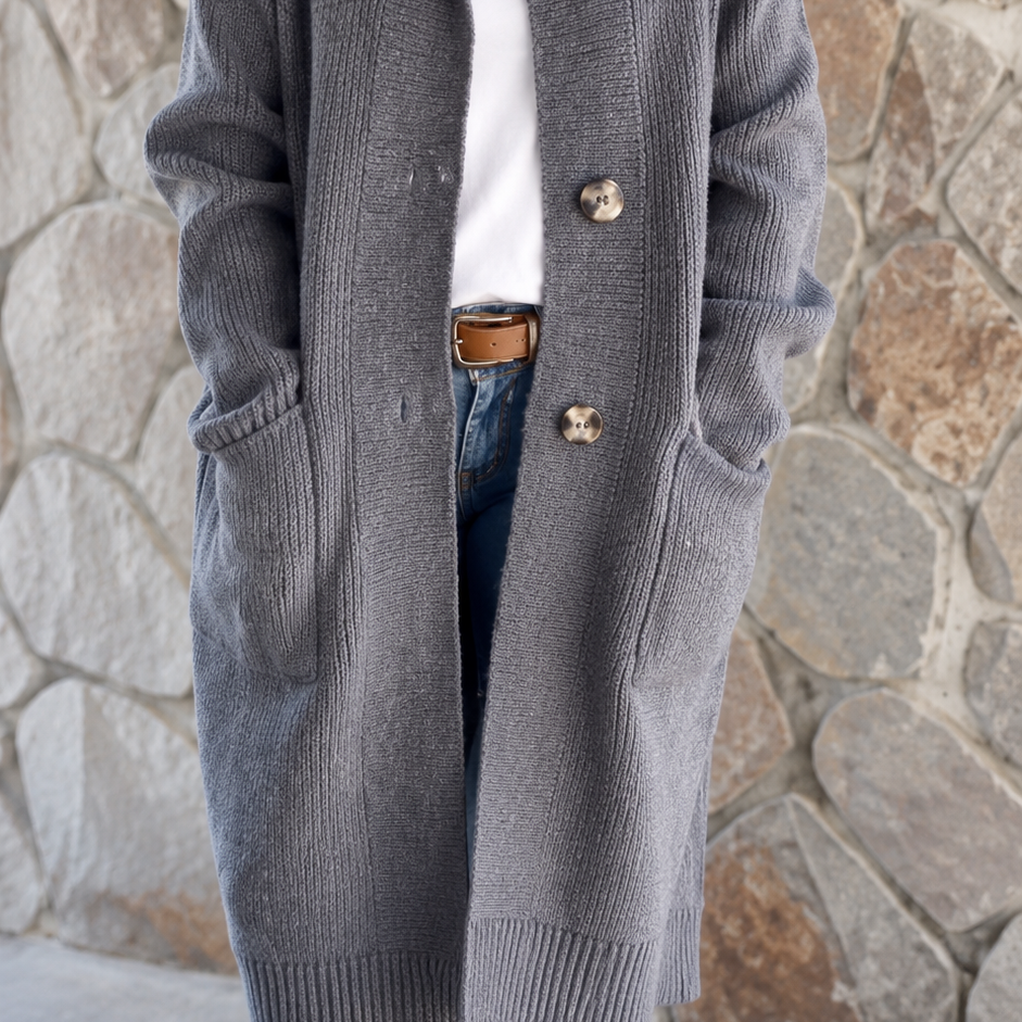 Long Knitted Cardigan with Hood – product image 3