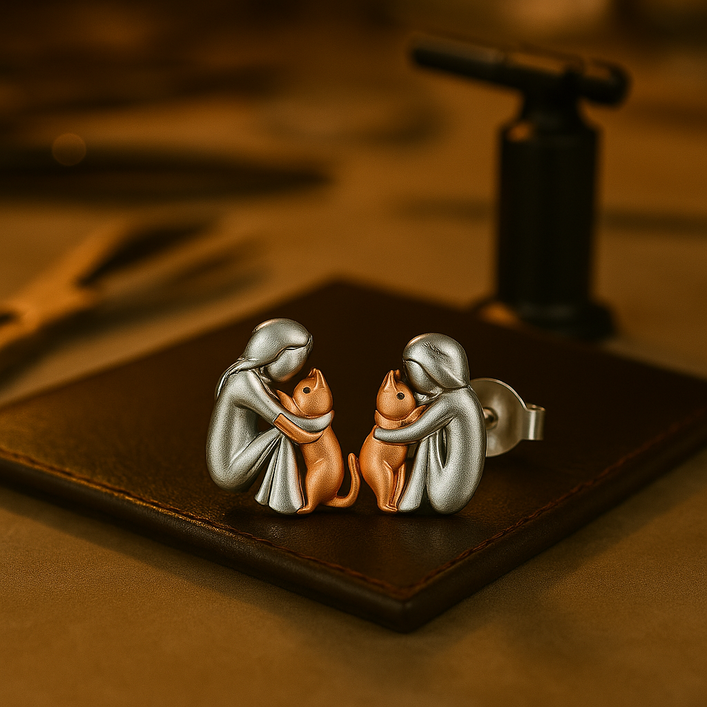 Cat Embrace Earrings, view 3