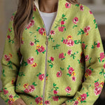 Cardigan with Flowers on Lime Green – product image 1