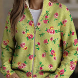 Cardigan with Flowers on Lime Green – product image 1