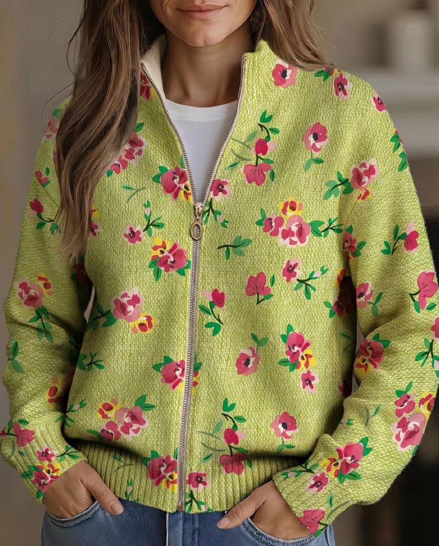 Zip Cardigan with Flowers – product image 1