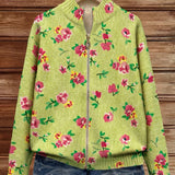 Cardigan with Flowers on Lime Green – product image 2