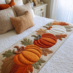Pumpkin and Leaves Bed Runner