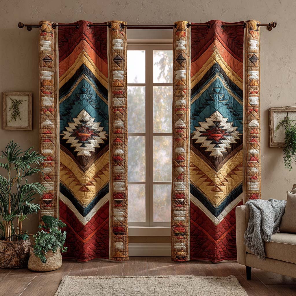 Quilted Curtains | Blue Tribal Table