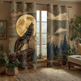 Quilted Curtains | Majestic Moonlit Wolf