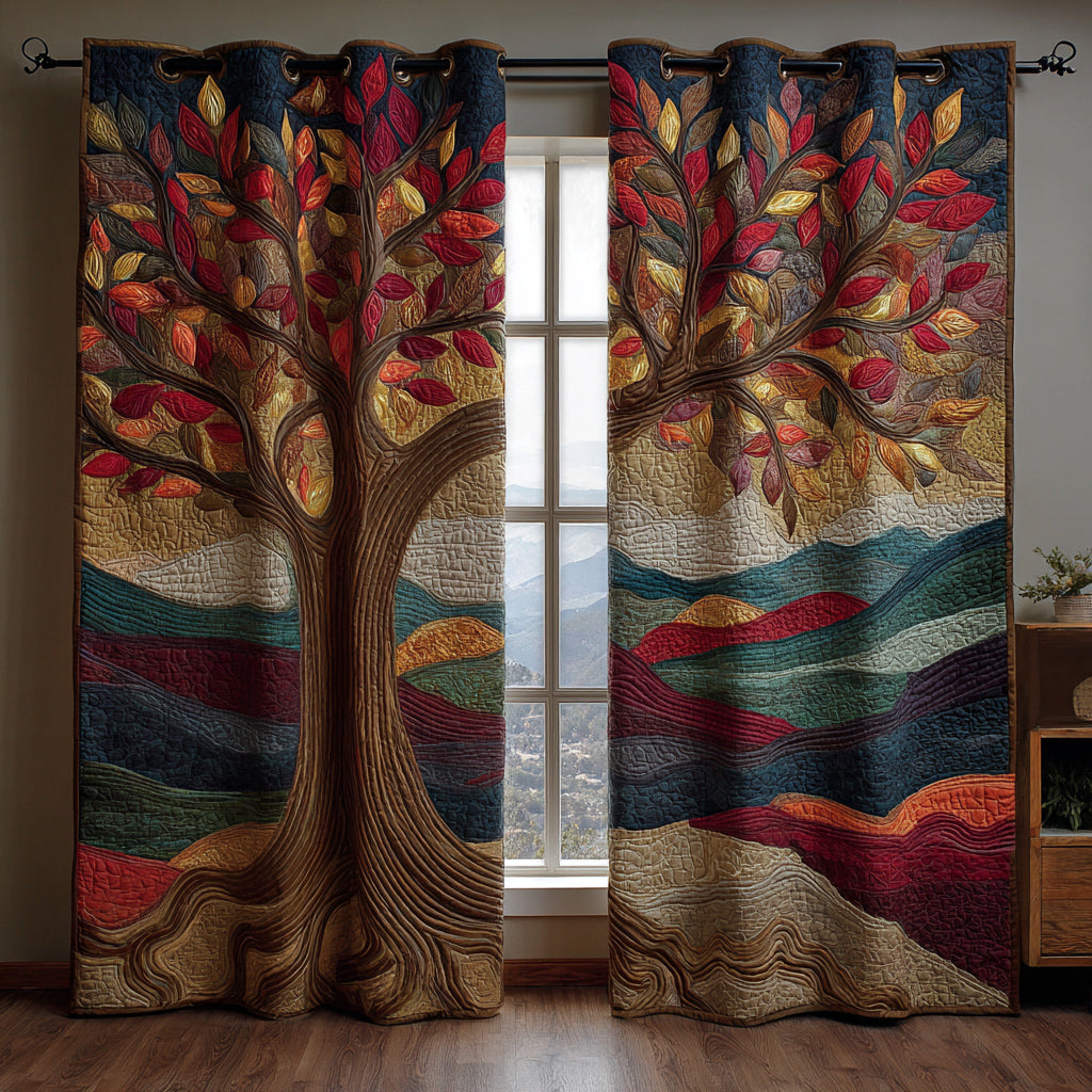 Quilted Curtains | Tree of Life at Sunset