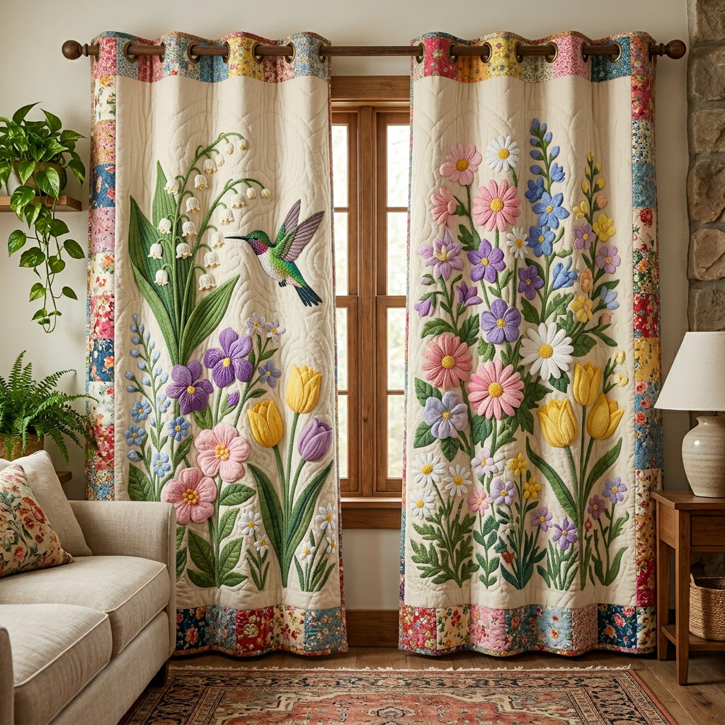 Quilted Curtains | Blooming Garden