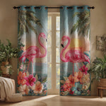 Quilted Curtains | Island Flamingo