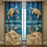 Quilted Curtains | Aquamarine Seashell