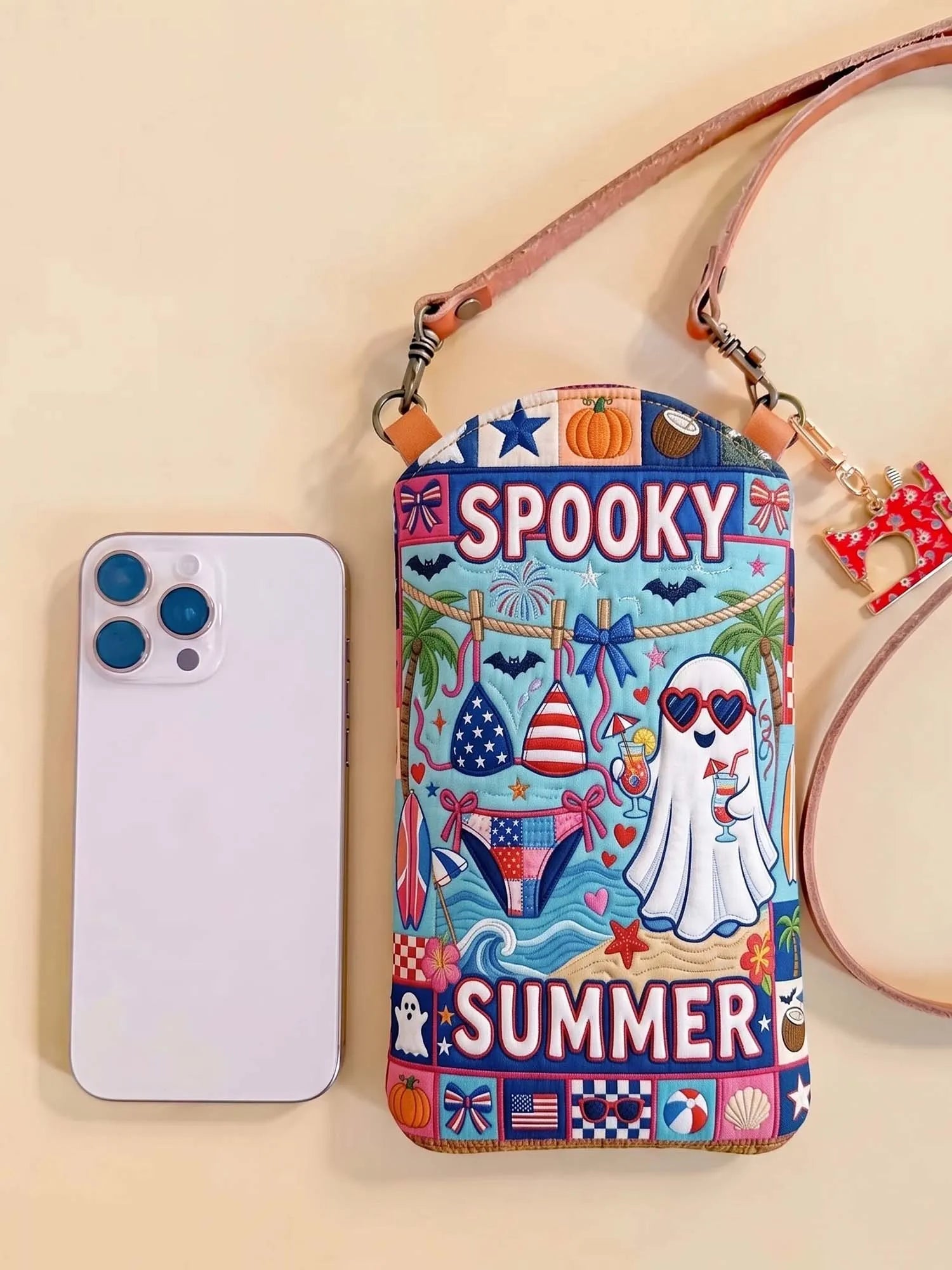 Slim Quilted Phone Crossbody Bag – Spooky Summer Halloween – product image 1
