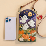 Slim Quilted Phone Crossbody Bag – Friendly Ghost in a Pumpkin Patch – product image 1
