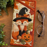 Quilted Glasses Case – Witch Fox and Halloween Pumpkins – product image 1