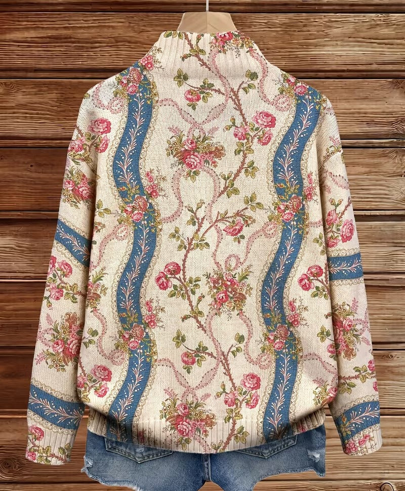 Zip Cardigan with Roses – product image 4